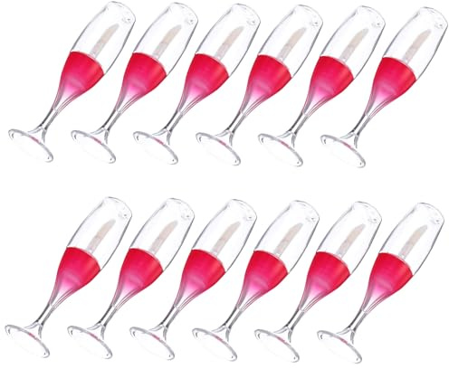 12Pcs Empty Lip Gloss Tubes, 8ml Wine Glass Shaped Refillable Containers | Plastic Material with Caps and Stoppers Included, Portable Design for DIY Samples, Practice Use