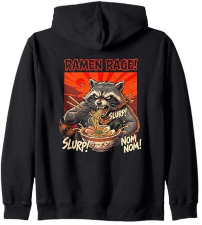 Ramen Rage Slurp Nom Nom Ramen Waschbär Anime Kapuzenjacke