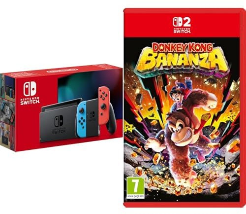 Nintendo Console Switch avec Joy-Con bleu non et rouge non + Donkey Kong Bananza