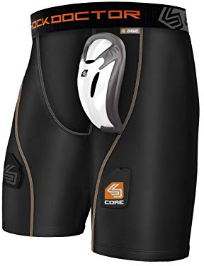Shock Doctor Jungen Tiefschutz Kompressions-Hockey-Short mit Bioflex Cup, Black, M, 362-BK-BM