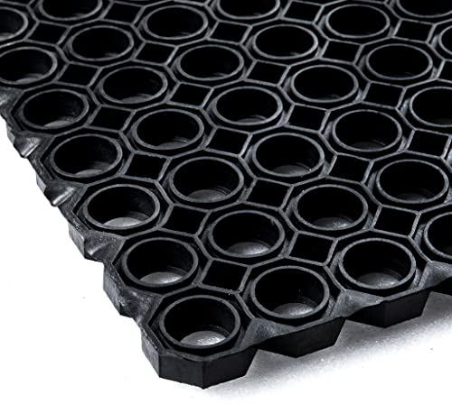 Vivol Tapis en Caoutchouc Robuste avec Anneaux de Drainage - 100 x 150 cm - 23 mm - Heavy Duty - avec Trous de Drainage - Convient pour Plusieurs substrats à l'intérieur et à l'extérieur