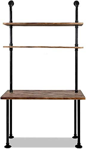 Diwhy Industrial Retro Wall Mount Iron Pipe Shelf Storage Shelving Bookshelf Laptop Desk