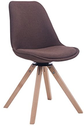 CLP Retrostuhl Troyes Square Mit Stoffbezug Und Hochwertiger Polsterung I Drehbarer Stuhl Mit Schalensitz Und Massiven Holzbeinen, Farbe:braun, Gestell Farbe:Natur