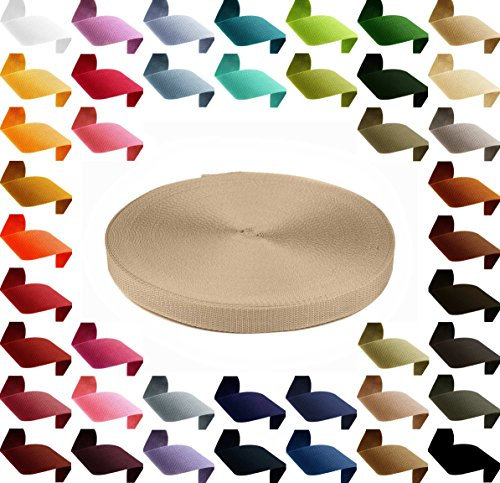 Gurtband 12m PP Polypropylen 25mm breit 1,3mm stark Gurt Tragband Farbwahl 45 Farben, Gurtband:894 beige