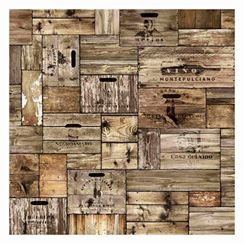 Bilderwelten Holzoptik Mustertapete Holzwand inkl. Kleister 192x192cm - Vliestapete Made in Germany - Fototapete Holz Schlafzimmer - 3D Tapete Holzoptik - Wandtapete Holzoptik Wohnzimmer Flur T_2559