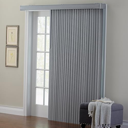 BrylaneHome Embossed Vertical Privacy Slat Blinds - 78 W 84 L, Grey