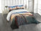 ABAKUHAUS Leuchtturm Tagesdecke Set, Wolken Sonnenuntergang am Meer, Set mit Kissenbezügen luftdurchlässig, für Doppelbetten 264 x 220 cm, Orange Grün Blau