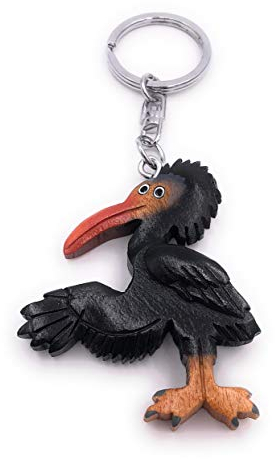 H-Customs Waldrapp Vogel anders Rapp Holz Edel Handmade Schlüsselanhänger Anhänger