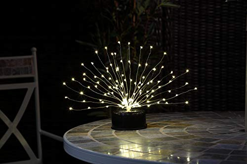 NOMA Solar Firework Table Light, 120 Bright White LEDs, 20cm (Pack of 1) | Solar Powered, Eco-Friendly, Black Base, Magical Ambience, Versatile Use