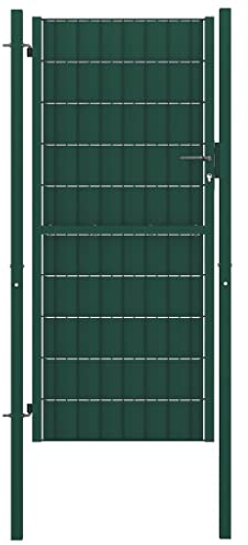 vidaXL Zauntor Gartentür Gartentor Zauntür Hoftor Hoftür Pforte Gartenpforte Einfahrtstor Gartenzaun Tor Tür Einzeltor PVC und Stahl 100x164 cm Grün