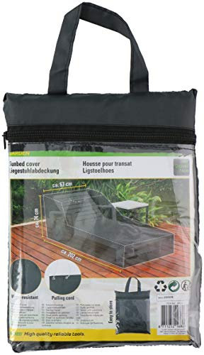 Kinzo Couverture de Chaise Longue de Jardin - 202 x 67 x 74 cm - Noir - résistant à l'eau - avec Cordon de Serrage