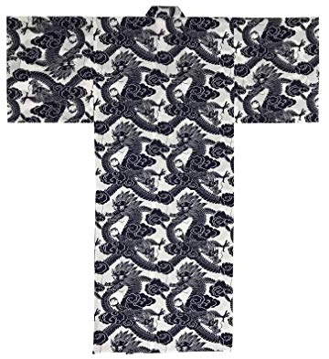 Edoten Yukata für Herren (mit Obi-Gürtel), Dragon Wh, XXL