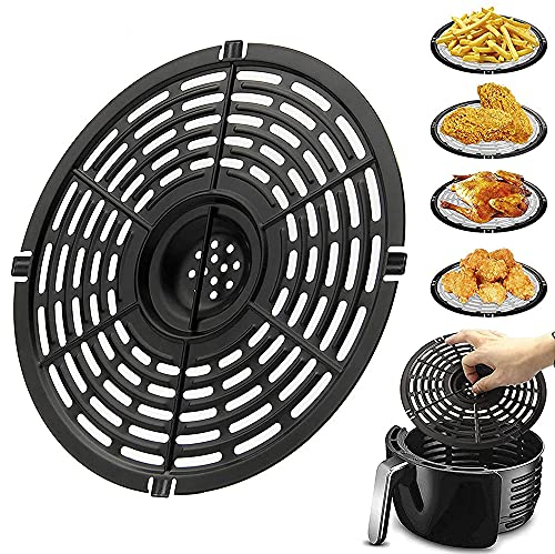Griglia di Ricambio Friggitrice Ad Aria, Cestello Ricambio Friggitrice Ad Aria, Fodera Friggitrice Ad Aria, Teglia Forno Friggitrice Ad Aria per Cucinare Alla Griglia, Carne, Verdure, Nero, Tondo