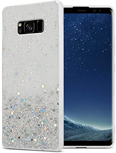 Cadorabo Hülle kompatibel mit Samsung Galaxy S8 Rundumschutz TPU Silikon Case Mädchen Glitzer Strass Design Slim Kratzfest Weiche Gummi Bling Schutzhülle für Samsung Galaxy S8 in Transparent