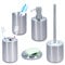 Relaxdays Accesorios Baño Acero INOX. Pulido, 5 Piezas, Utensilios, Juego Completo de Complementos, Modernos, Plateado, Inoxidable, 5-Teilig