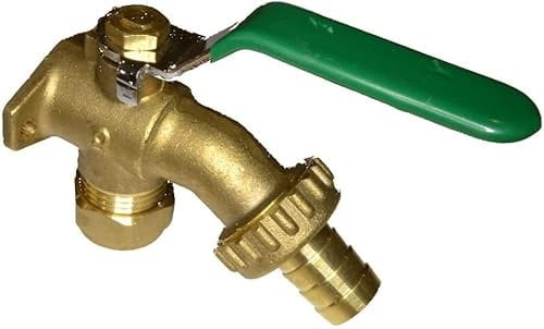 GS1 UK Future Build Supplies Ltd 1/2'' Quarter Turn Lever Action Outside Garden Bib Tap with Built in Wall Plate Elbow with Hose Connector
