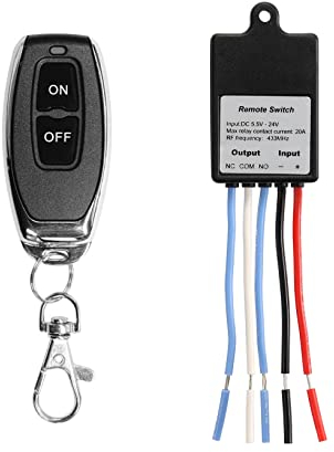 QIACHIP Mini Interruptor de Control Remoto Inalámbrico DC 6V 12V 24V 1CH Canal RF Relé Interruptor Receptor Transmisor para Luz LED Batería de Coche Anti-Fugas Retrofit,Control de Acceso