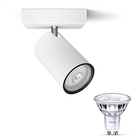 Philips Kosipo Aufbaustrahler (Weiß) - Warmweißes Licht - Wandleuchte oder Deckenstrahler mit 1 Lichtpunkt - GU10 - SceneSwitch - Einfach dimmbar mit Ihrem klassischen Schalter