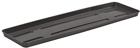 VERDENIA Sottovaso in rattan per piante ed erbe aromatiche, in plastica, leggero, stabile, rettangolare, in molti colori, 60 cm, grafite 21911