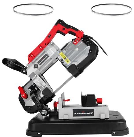 PowerSmart Portable Band Saw with Removable Alloy Steel Base, 10Amp 1100W Motor 5-Inch Deep Cut Bandsaw for Metal