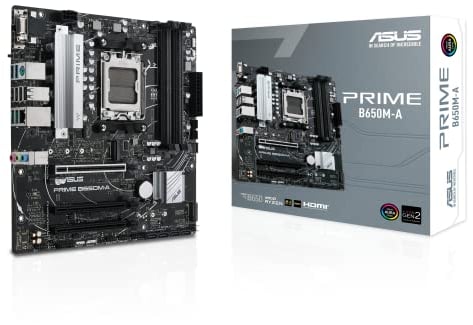 ASUS Prime B650M-A - Placa Base AMD B650 Micro-ATX (DDR5, PCIe 5.0 M.2, 2.5Gb Ethernet, DisplayPort, HDMI, SATA 6 Gbps, USB 3.2 Gen 1 de Tipo C Frontal, BIOS Flashback, Aura Sync)