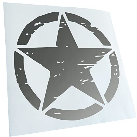 Kiwistar - Autoaufkleber - Silber - 50x50cm United States Army Star - Heckscheibe Auto Aufkleber wetterfest für Kfz LKW Mofa Truck - Sticker außen selbstklebend Tuning Zubehör für Fenster Fahrzeug