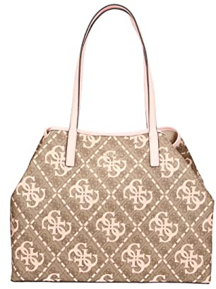 GUESS Vikky Large Tote, Bag Women, Logo Latte/Rose Pale, Taille Unique