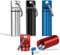 Grevosea Lot de 4 petites boîtes à pilules portables en alliage d'aluminium - Mini pilulier de voyage - Étanche - Pour l'extérieur, le camping, les voyages - Noir, argenté, rouge, bleu