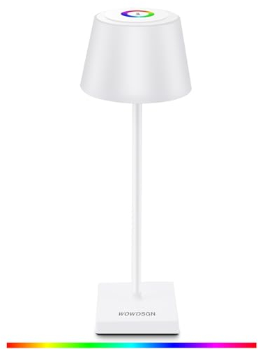 WOWDSGN Lampada da Tavolo Senza Fili Ricaricabile - Lampada da Scrivania a LED Dimmerabile All'infinito con Interruttore Tattile - IP44 - a Batteria 4000mAh - 3000K /4000K /5000K + RGB (1PZ)