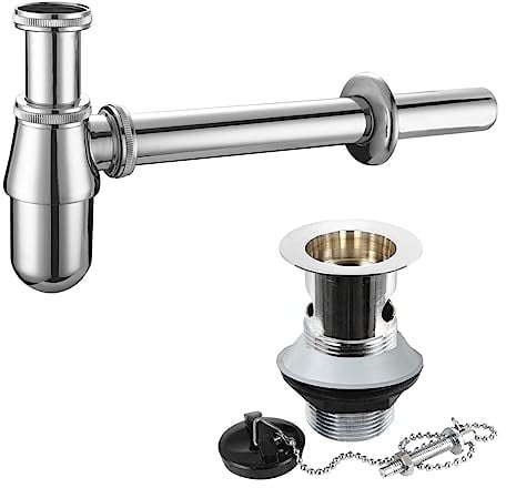 Nes Home Basin Sink Bottle Trap Waste and Plug,Chain, Slotted Drain Waste Chrome