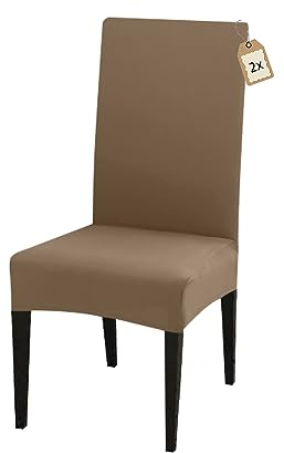 FIGOOO Stuhlhussen 2er Set Stretch Stuhlhussen für Esszimmerstühle Elastisch Moderne Universal Stuhlbezug für Restaurant Hotel Bankett Party Deko(Erdiges Braun,2er Set)