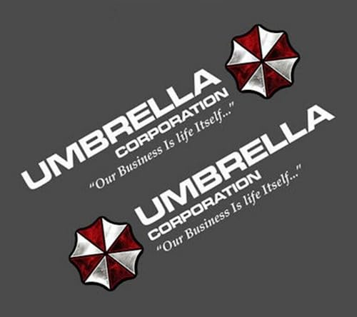 Umbrella Corp Auto-Aufkleber, Vinyl, reflektierend, für Auto, LKW, Tür, Seitenemblem, Aufkleber (35 cm, weiß), 2 Stück