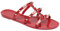 Pajeelo Damen-Sandalen, flache Nieten, Schuhe für Sommer, Strand, elegante Gelees, Schiebe-Nieten, Riemchenslipper, Rot/Ausflug, einfarbig (Getaway Solids), 38.5 EU