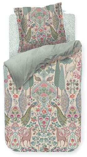 Pip Studio Perkal-Bettwäsche-Garnitur Pavoni Farbe Off-White Größe 155x220
