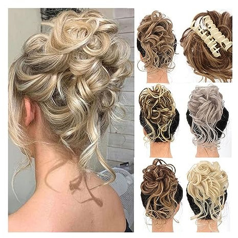 Unordentliches Brötchen-Haar Krallenclip, unordentliche Dutt-Haarteile, zerzauste Hochsteckfrisur, Pferdeschwanz-Verlängerung, synthetischer, lockiger, gewellter Haarknoten, Clip-in-Haarverlängerung f
