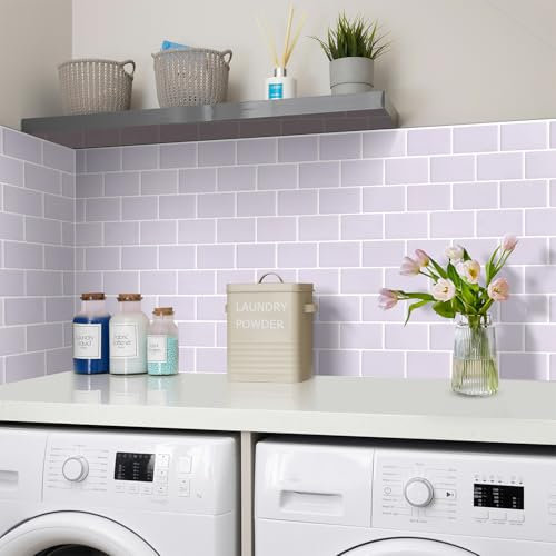 Alwayspon 10 Sheet Purple 3D Vinyl Wall Tile Sticker Transfers, Thicken Peel and Stick Self-Adhesive Waterproof Splashback Stick on Tile Decals for Kitchen Bathroom Wall, 12inchx6inch