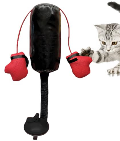 Nuyhgtr Interaktives Katzenspielzeug, Boxsackspielzeug, Kätzchenspielzeug mit Handschuhen, Boxsack Kätzchen, Haustierübungsspielzeug, Langeweile Linderung Spielzeug, Kreatives Katzenspielzeug für
