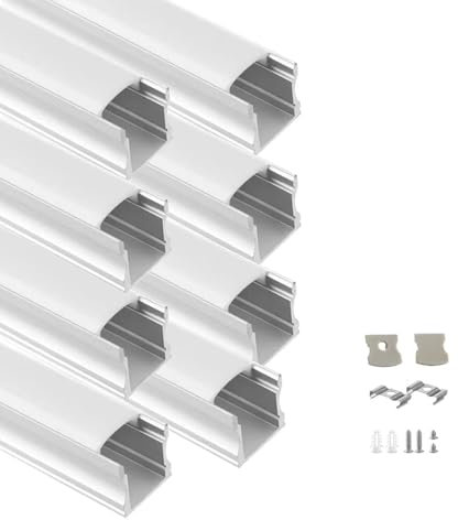Besseto 8Pack 3.3ft/1M Spotless LED Aluminum Channel,Flat Milky Diffuser Deep Aluminum Profile Channel for LED Strip Light Width Up to 12mm
