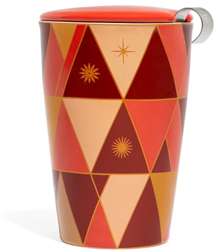 Tea Forte, Kati Cup Tasse à thé en céramique avec infuseur et couvercle pour infuser (Arancione)