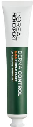 L'Oréal Men Expert Derma Control S.O.S Pimple Paste, 2-in-1 Mask, Overnight Blemish Treatment, Minimises Pores & Imperfections, For Oily Skin, 45ml