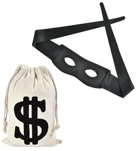 Räuber Kostüm Set,Panzerknacker Kostüm Accessoire,Dieb Accessoires Set,Bank Robber Kostüm,Cosplay Einbrecher Räuber Accessoire,Räuber Kostüm Verkleidung Erwachsene Kinder Karneval Cosplay Fasching (B)
