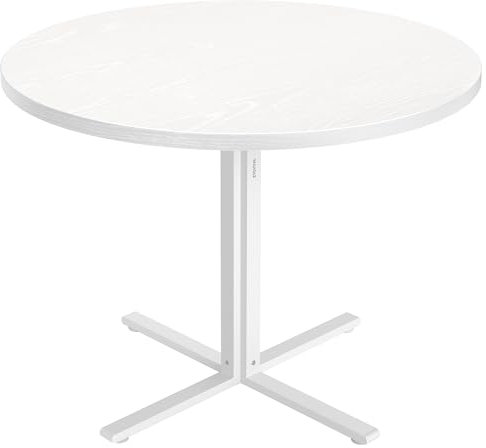 VASAGLE Esstisch rund, Esszimmertisch, klein Küchentisch für 4 Personen, Landhausstil, wasserresistente Oberfläche, 80 cm d, 74,8 cm H, für Esszimmer, Wohnzimmer, schneeweiß KDT082W01