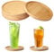 4 Pièces Dessous de Verre Bois, ø 12 cm Ronde sous Verres Rond en Bambou, Dessous de Bougie en Bois, Soucoupes en Bambou, Woodcoasters pour Boissons, Bière, Verres, Tasses, Bougies，Réutilisables