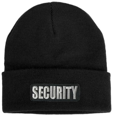 No Face No Name Mütze Security in schwarz I Unisex I bestickter Aufnäher I Beanie Strickmütze Wintermütze
