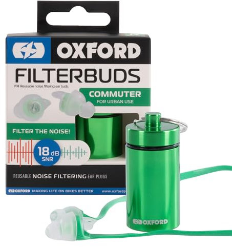 Oxford FilterBuds Wiederverwendbare Ohrstöpsel mit Geräuschfilterung für Motorradgebrauch Pendler 18 SNR