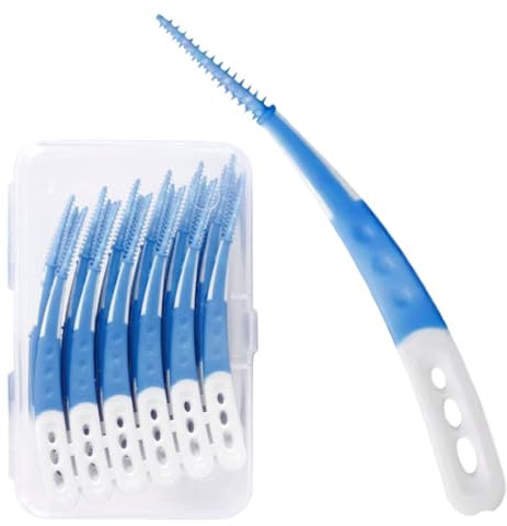 OHREN Scovolini Interdentali, 60 pezzi, Forma curva, per la pulizia di spazi interdentali difficili da raggiungere, Spazzolini Interdentali Silicone, per Famiglia Pulizia dei Denti, Igiene Orale
