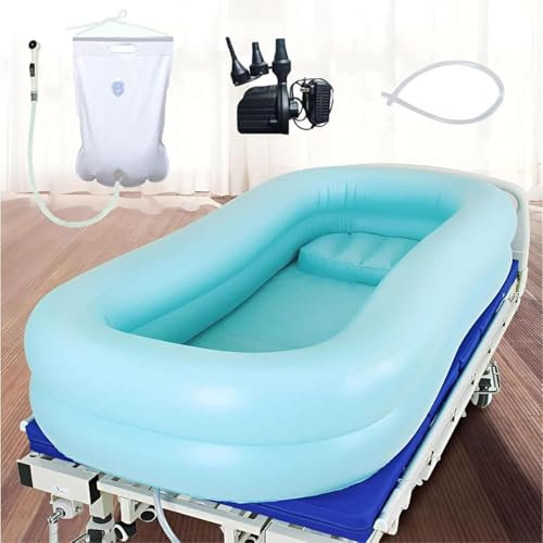 Baignoire Gonflable Polyvalent Portable Kit De Baignoire De Douche Gonflable MéDicale Baignoire en PVC avec Pompe à Air éLectrique Bain Au Lit pour HandicapéS Personnes âGéEs,03