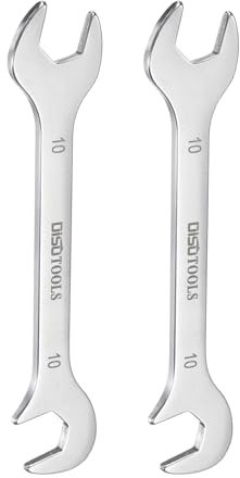 QUARKZMAN 2 Stück Super-Dünner Doppelmaulschlüssel 10mm Metrischer Maulschlüssel 30Cr13 Edelstahl Abschrecken Polieren Schraubenschlüssel mit 15° und 75° Winkel Doppelmaul für Reparaturen