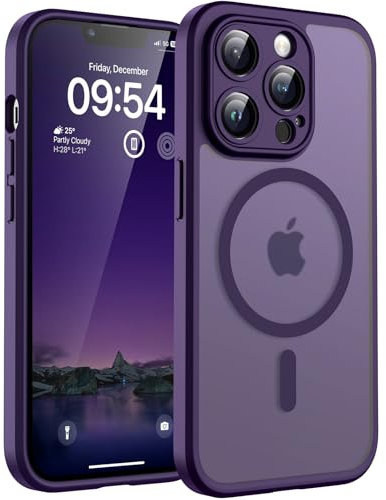 TOCOL Cover Magnetica per iPhone 13 Pro 6,1 Pollic, Compatibile con MagSafe, Protezione Fotocamera Integrata, Custodia Antiurto Traslucida Opaca, Viola Intenso
