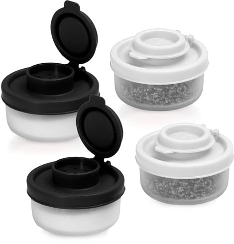 Salt and Pepper Shakers 4 Pcs Mini Travel Salt and Pepper Sets Travel Minis Camping Essentials Salt Pot with Airtight Lids Mini Seasoning Organizer for Camping Picnic Travel